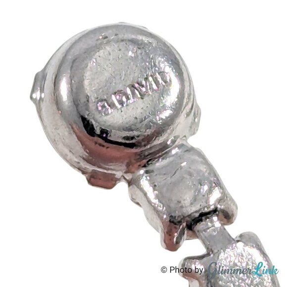 Vintage B David Scalloped Blue AB Rhinestone Mid Century Silver Tone Necklace - Picture 10 of 13